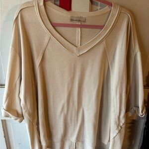 Zenana Outfitters Cream V-Neck Top